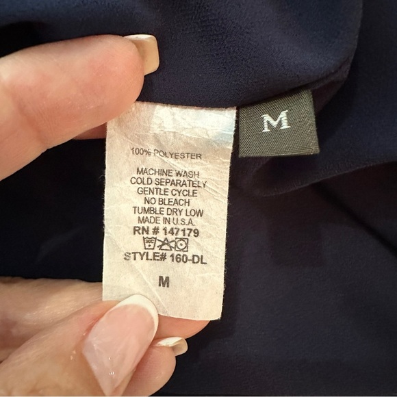 Allison Joy One Shoulder Ruffle Navy White Print Sundress Size M - Picture 16 of 16